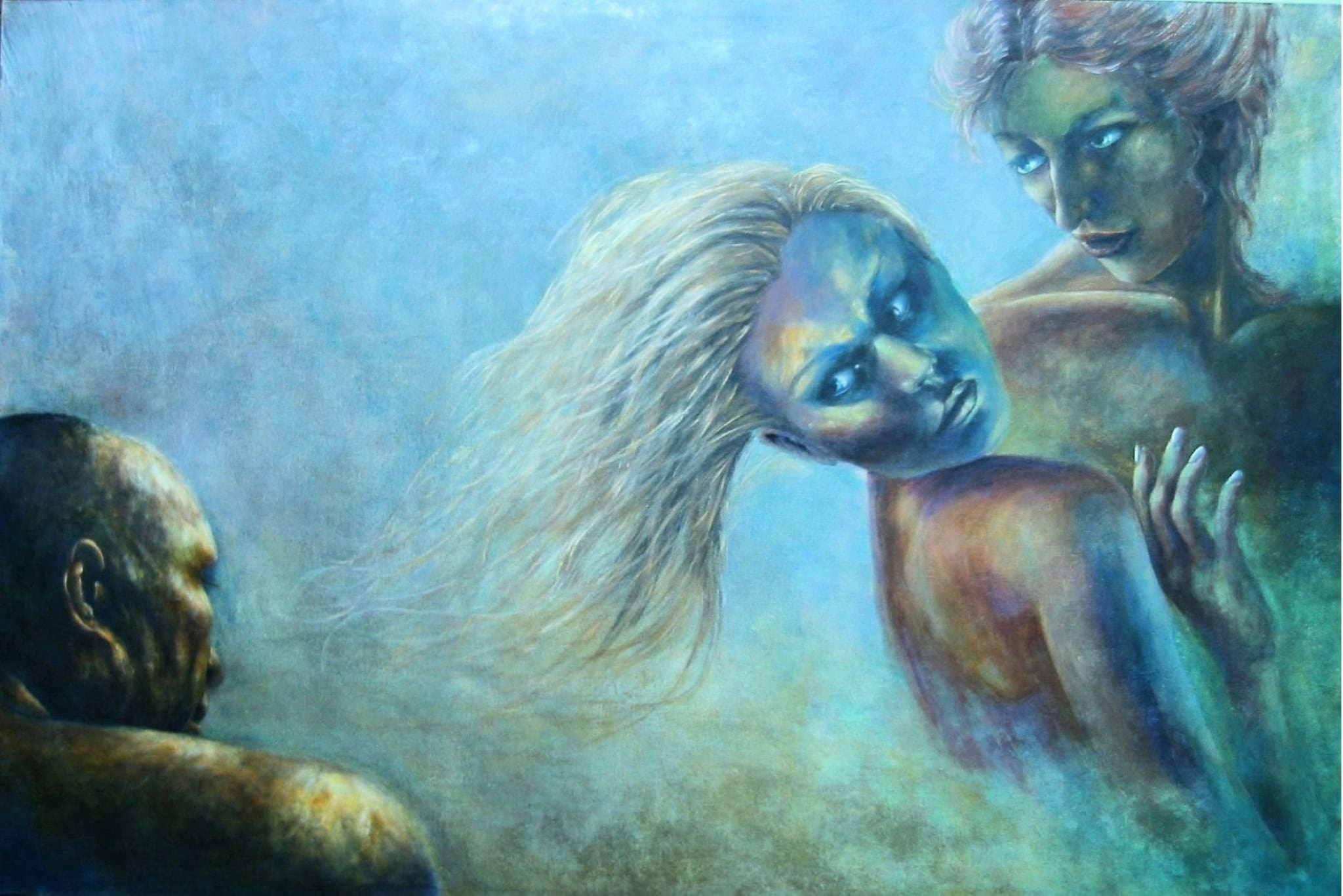 Agganci — Aurora Mazzoldi, acrilico su tela — 135x90 cm
