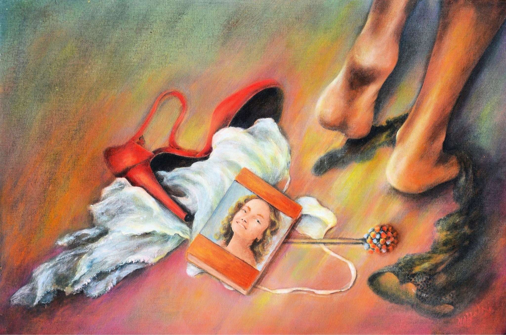 A Piedi Nudi — Aurora Mazzoldi, acrilico su pannello telato — 60x40 cm