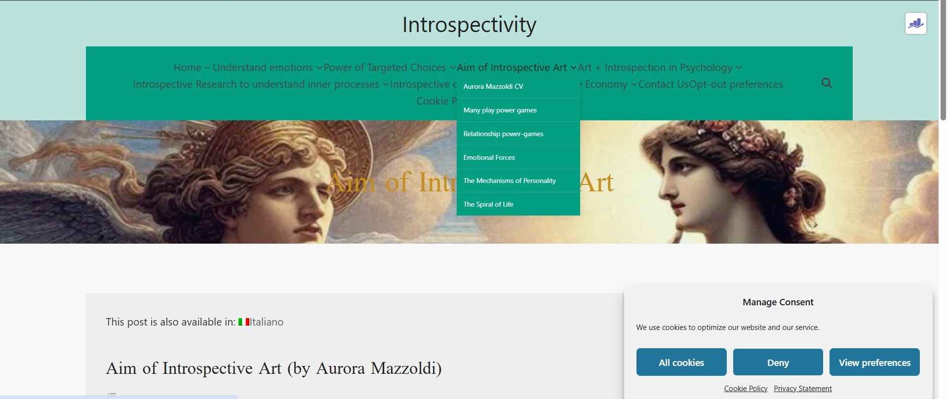 Introspectivity — Introspective Art page (screenshot); illustrates the curatorship of…